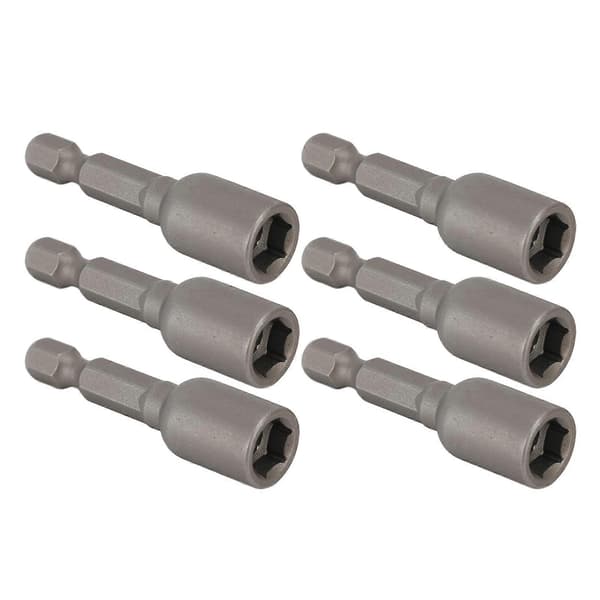10 stk. kraftmuttertrekker sekskantet magnetisk bitssett, pipe slagborebits M8x48mm 1/4in skaft grå