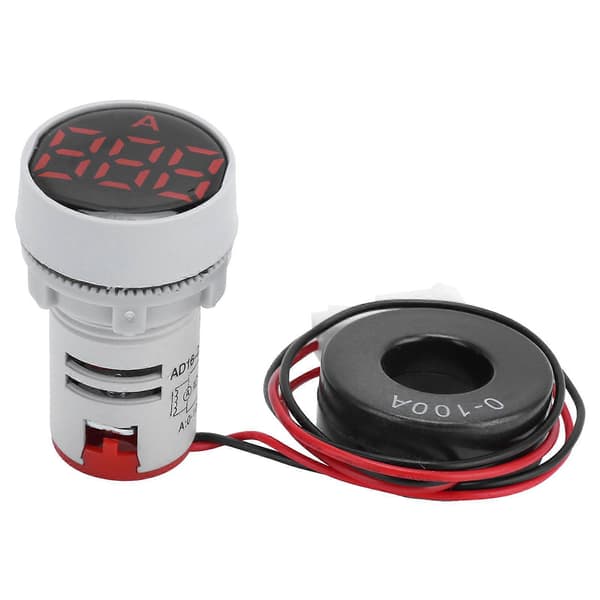 Digital strømmåler krystalpanel Amperemeter rund signalindikator AC 220V AD16?22DSARød
