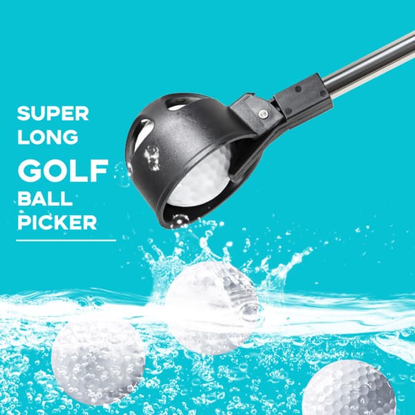 #1 Teleskopisk Golfboldopsamler i Rustfrit Stål til Vand med Golfbold-Putter-Greb Golf Tilbehør Golf Gave til Mænd#