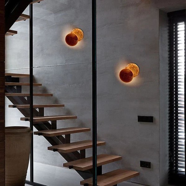 2024 25cm Nordic Moon Lunar Eclipse Vägglampa Sänglampa CreativeASA Red Gold