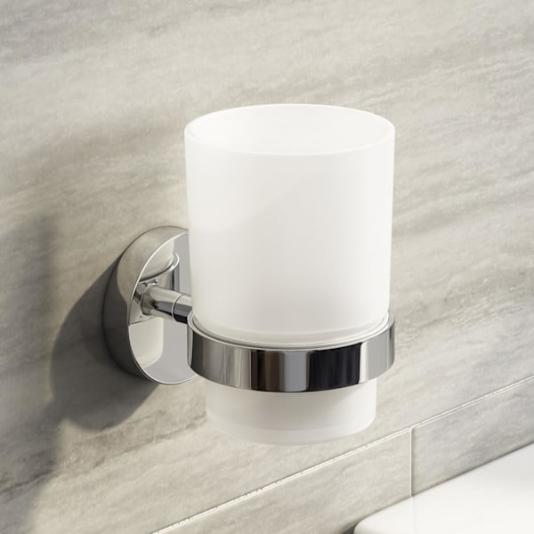 Modern väggmonterad tandborsthållare i krom, fyrkantig badrumsaccessoar qd