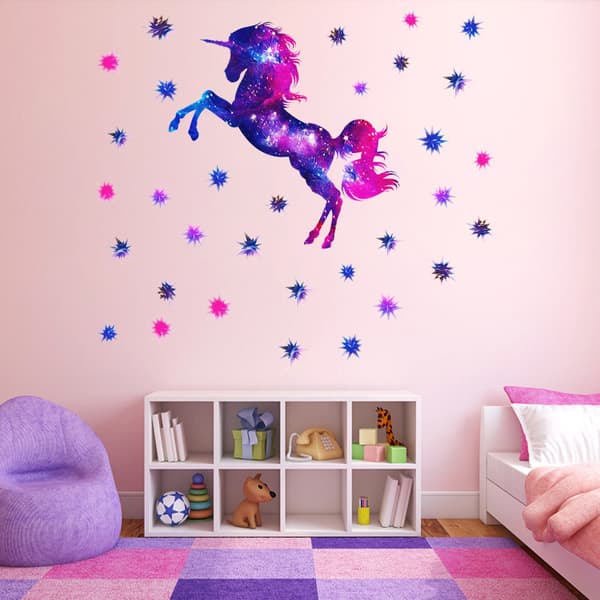 Luminous Unicorn Väggdekaler Väggdekaler Mural Dekaler för Säng