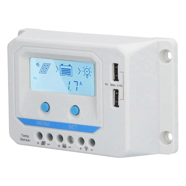 Solcelle ladekontroller LCD kretsbeskyttelse 3-nivå PWM-lading Solcelle ladebeskytter for trafikklys 10A