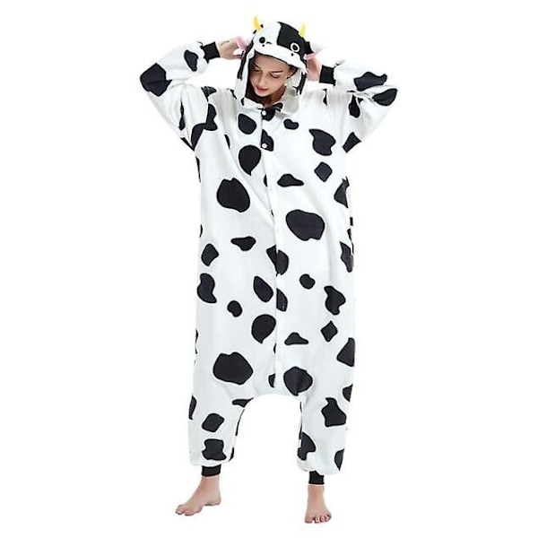 Unisex Vuxen Onesie Pyjamas Djur En Delig Halloween Kostym Julsovkläder Jumpsuit Cow M