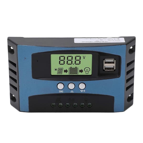 Solcelle ladekontroller 12V 24V Intelligent Identifikasjon MPPT Lading LCD-skjerm Solcellepanel Laderegulator 30A (10A Utladning)