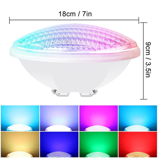 12w led poolljus Par56 vattentät Ip68 Rgbw poolljus nedsänkbart ljus 12v DC/ac Fullfärg LED spotlight med fjärrkontroll 7 justerbara färger