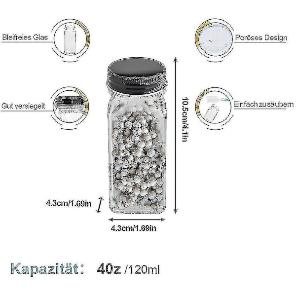 24st Kryddburkar Set med Shakerinsats Glaskryddburkar Fyrkantig förvaring med lock 120ml