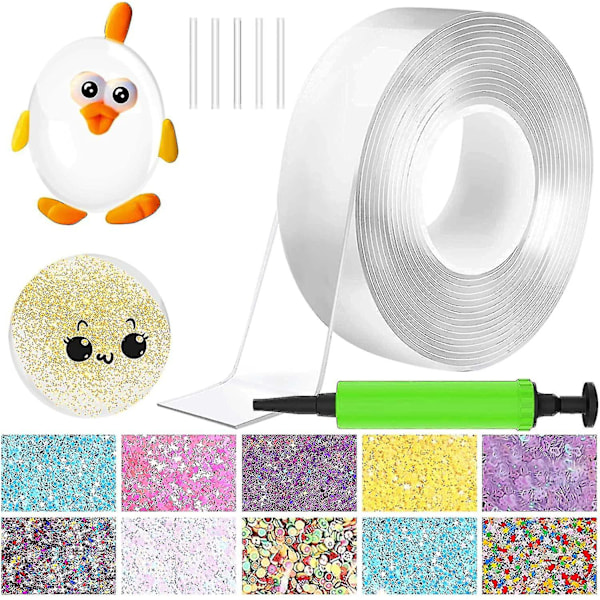 Opgraderet Nano Tape Boble Sæt, Dobbeltsidet Tape Plastik Boble, Elastisk Tape Ny 0.02cm*0.5cm*200cm