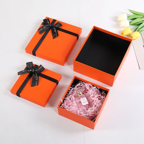 #Vacker Du Orange Kraft Presentask 2st - Tom presentask 14*12*5.5cm- Lätt att montera presentask för fester födelsedagar bröllop evenemang.#
