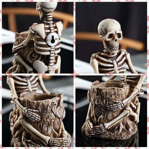 Skull Pennhållare Sminkborstehållare Creative Skeleton Tandborste