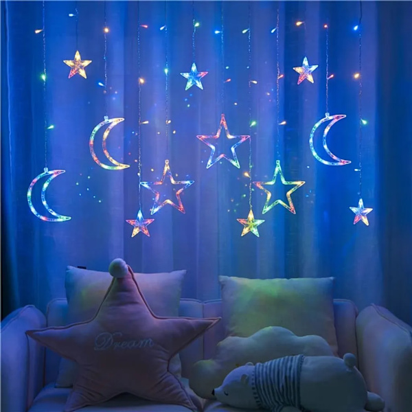 LED Strängljus Ramadan Dekoration 3,5 m Star Moon LED-Färgrik