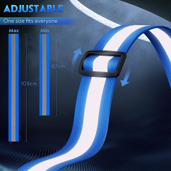 LED-reflexväst, USB-laddningsbar, justerbar midja/axel - qd Blue