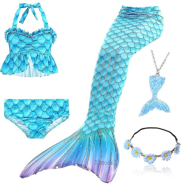 2023-5st/ set Girls Mermaid Tail Baddräkt Barn Den lilla sjöjungfrun Kostym Cosplay Strandkläder Baddräkt-1 Package 19 140