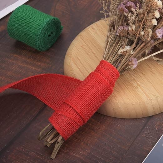 2 ruller juleburlap silkebånd, Heisen burlap jute stof
