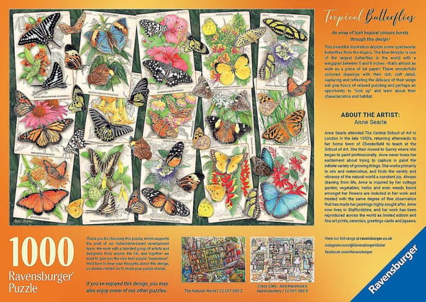 Ravensburger Tropical Butterflies Jigsaw Puzzle (1000 bitar) LÅNGT