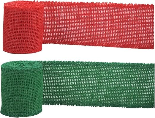2 ruller juleburlap silkebånd, Heisen burlap jute stof