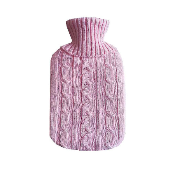 2000ml Varmvattenflaska Vinter Varma W Stickad Överdrag Avkopplande Värmare pink