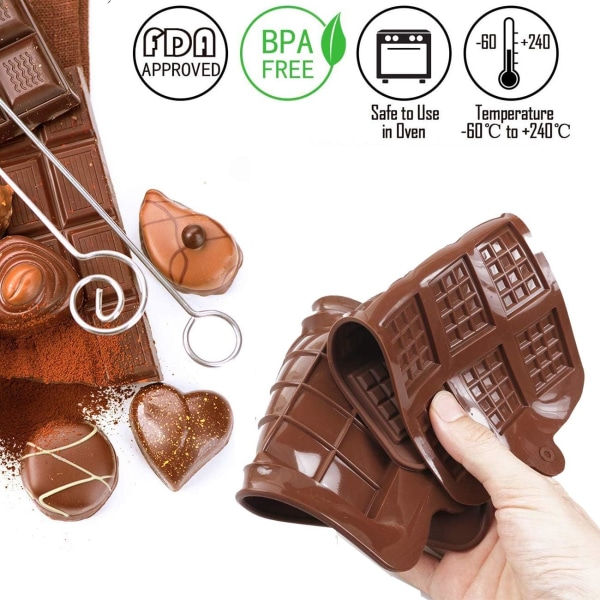 Silikonechokoladeforme - Non-Stick mini-barer & vafler