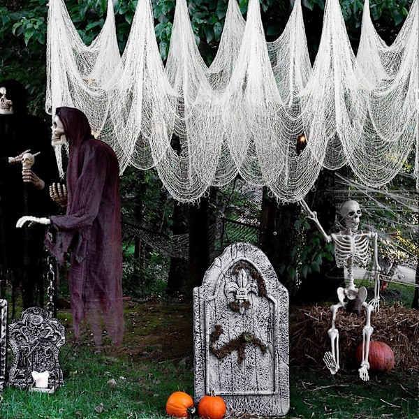5 stk. Halloween Edderkoppnett Rivfast Skummel Realistisk Hengende Edderkoppnett For Halloween Spøkelseshus Dekor