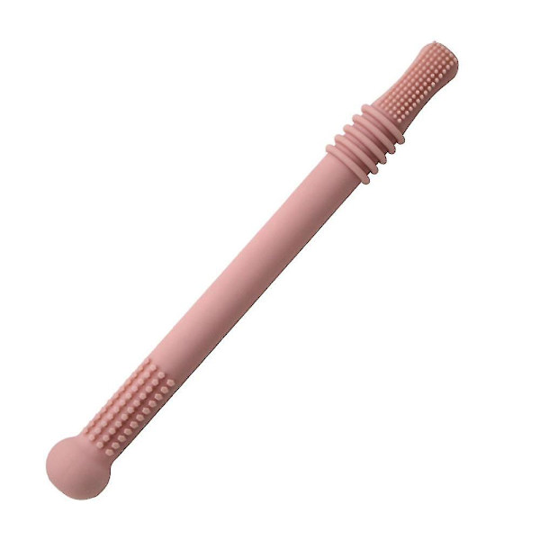 Baby Teething Tubes, Pack Of 5, 6.3 Inches Long, Teething Straws, For Babies Ages 3-12 Months, Food Grade Silicone, Freezer & Dishwasher Safe 1pc Pink