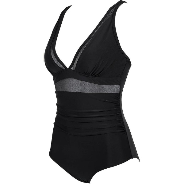 Ferie Sexet Dyb V-Hals Polstret Monokini Badedragt Hel Badedragt Strandtøj til Kvinder Black XL