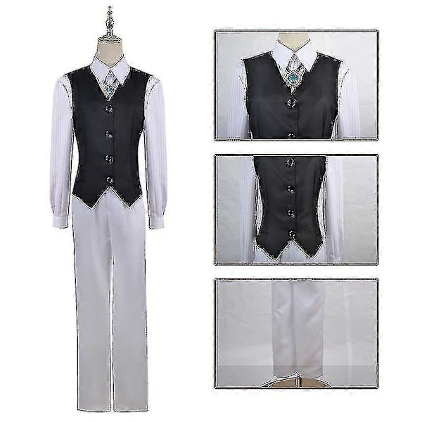 Anime Dazai Osamu Cosplay Kostym Bungo Stray Dogs Cosplay Lång Jacka Kappa Dazai Osamu Peruk Halloween Jul Kostym costume and wig M