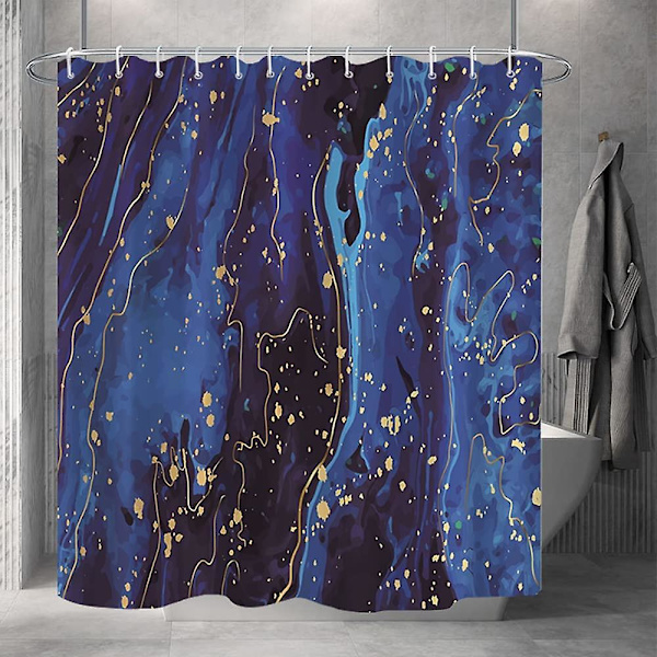 Marmor badrum duschdraperi lila guld tyg duschdraperier med krokar akvarell abstrakt duschdraperi foder 72x72 tum Sky Blue 72x72 inch