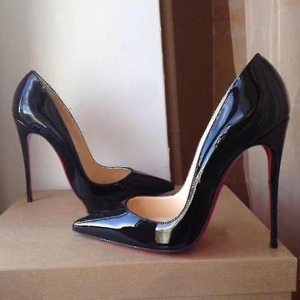 Seksikkäät punapohjaiset naisten avokkaat - Ohuet korkokengät terävällä kärjellä (6cm/8cm/10cm) - Täydelliset häihin black 8cm 42