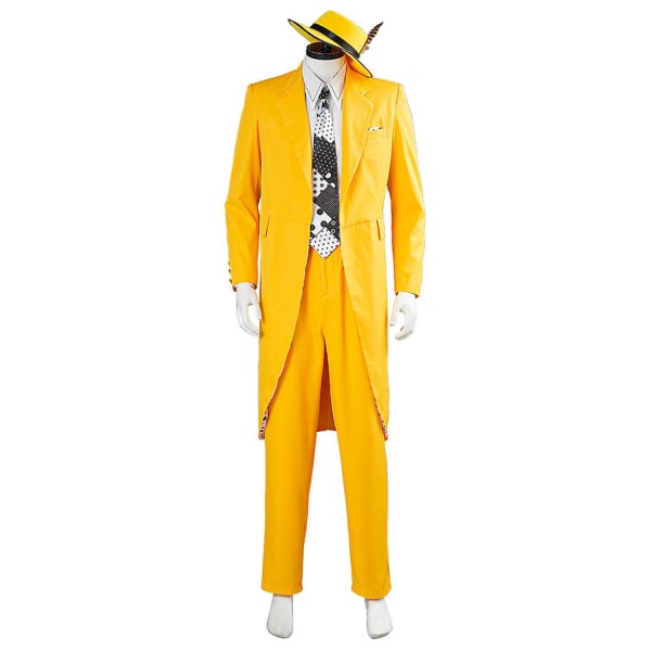 Film och tv The Mask Jim Carrey Cosplay Kostymer Set Unisex Vuxen Gul Kostym Uniform Kläder Halloween Karneval Klä Ut Fest tuxedo S