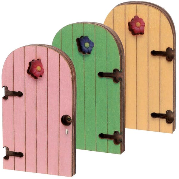 3 st Trädockshus Fe-dörr Dekor Kreativ Fe-dörr Ornament Trädgårdstillbehör