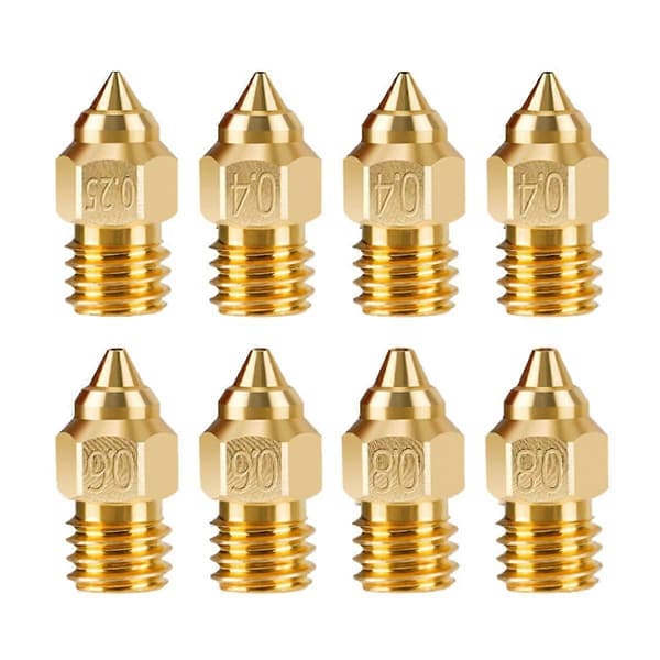3D-printerdyser, 8 stk. messingprintdyser med 0,25/0,4/0,6/0,8 mm til 3/3 V2/3 Pro/5-serien