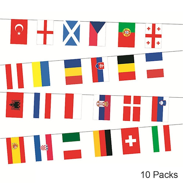 EM 2024 fotbollsmästerskap dekorationer Bunting Banderoller Snygg vägg dekorativ rekvisita för butik/bar 10 Strings