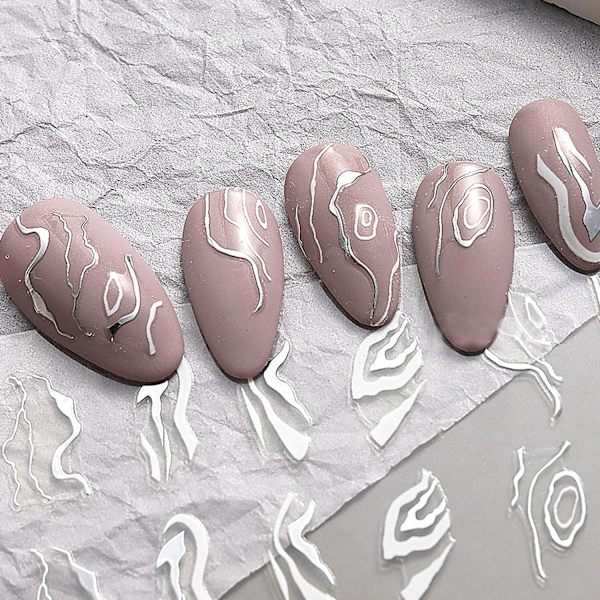 336 st franska nail art , 6 ark 3D självhäftande