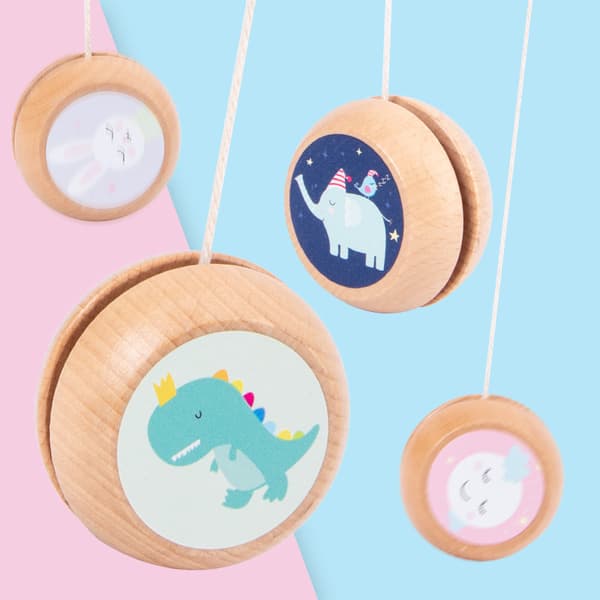 #Stykke Massivt Tre Yo-Yo Elefantmønster Søt Yo-Yo for Barn#