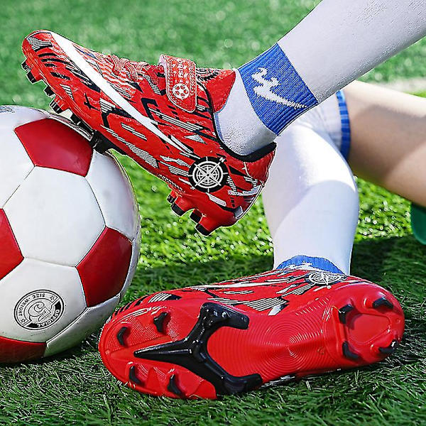Barn Ungdom Gräs Fotbollsskor Skor Fotboll inomhus Fritidssport casual X1577a Red 34