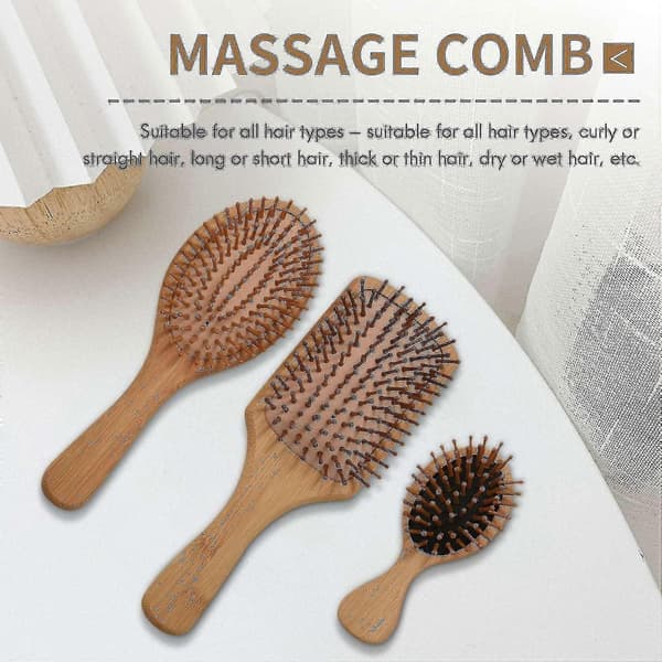 6st/set Träkam Hälsosam Paddelkudde Håravfall Massageborste Hårborste Kam Hårbotten Hårvård Hea - XC