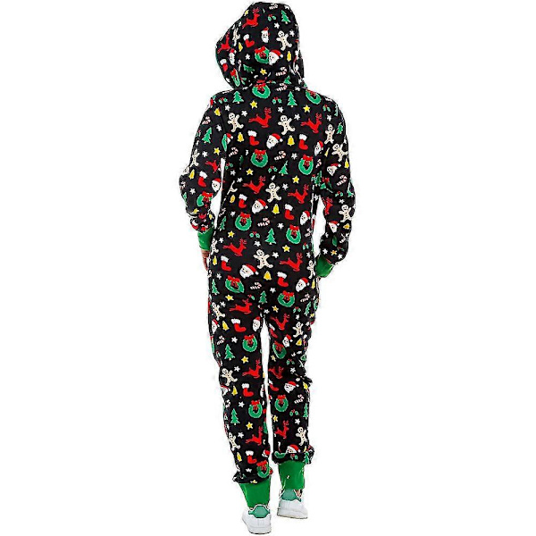 Julpyjamas för kvinnor med huva - En-dels jumpsuit - Pyjamas - Jul Green M