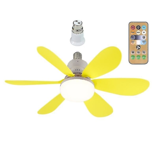 E27 Moderne Reversibel Loftventilator Lampe 40w Soveværelse Fjernbetjening Ventilator Lampe Yellow Ordinary lampshade