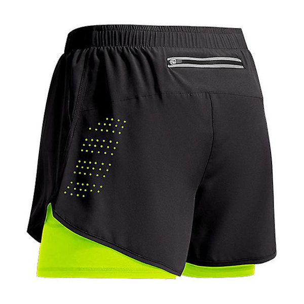 Sport Shorts för Män 2023 - Dubbellager Träningsshorts, Sommar 2-i-1 Strandkläder, Jogging, Gym, Löpning, Z XXL qd XXL Fluorescent  Green