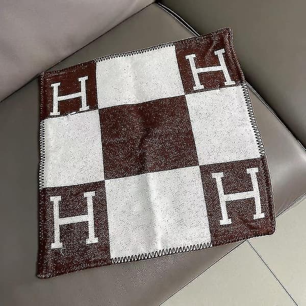45x45cm H-bokstav Ull Kasmirs Örngott Våningssäng Soffa Flygplan Brown