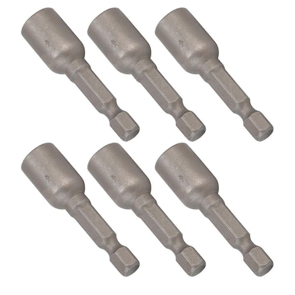 10 stk. kraftmøtrikdriver sekskantet magnetisk bitssæt topnøgle slagborebits M8x48mm 1/4in skaft grå