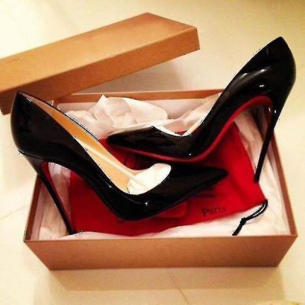 Sexiga rödbottna dampumpar - tunna högklackade skor med spetsig tå (6cm/8cm/10cm) - Perfekt för bröllop black 10cm 43