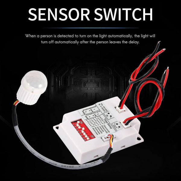 12v 24v PIR Bevægelsessensor Switch IR Infrarød Menneskelig Induktion Tidsforsinkelse Relæ Switch Gang LED L