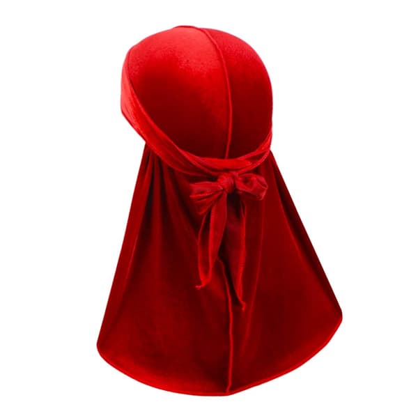 #(Rød) Fløjlsbandana med ekstra lang hale og brede stropper#
