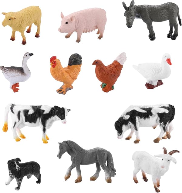 Gårdsdyrfigurer, 12 STK Realistiske Dyrefigurer Låvedyr