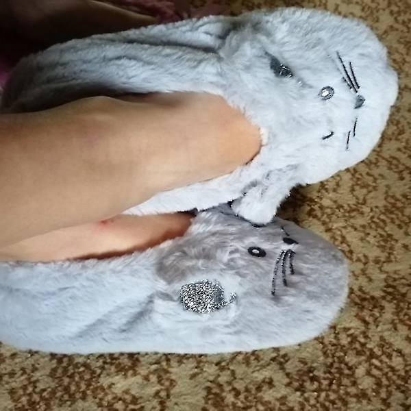 Hjemme Fuzzy Hjemmesko Dame Vinter Pels Bomuld Varm Plys Skridsikker Grib Indvendig Fluffy Dovne Kvinde Museører Broderi Gulvsko Khaki 35to38