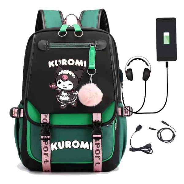 Kuromi reppu lasten reput koululaukku 1 kpl grön