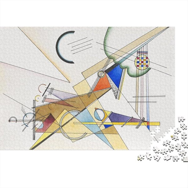 Wassily Kandinsky Puslespil Træ Museum Puslespil 1000 Brikker Verdensberømte Malerier Puslespil til Voksne, KUNST Puslespil Læringsspil Boligdekoration 100 Piece(75x50cm)