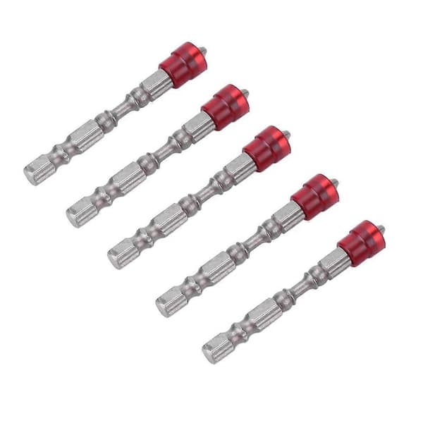Magnetisk krysshode PH2 skrutrekkerbitssett for gipsskruer 1/4-tommers skaft (rød)