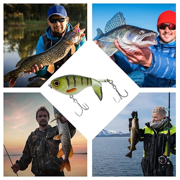 3 st Bass Whoper Plopper Beten, Ploppar med Flytande Roterande Svans, Bassfiske med Taggiga Treblekrokar as shown